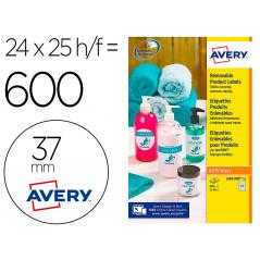 Etiqueta adhesiva avery blanca redonda removible para impresora láser inyeccion tinta fotocopiadora 37 mm