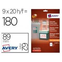 Etiqueta adhesiva avery removible para impresora láser inyeccion tinta fotocopiadora blanca 62x89 mm
