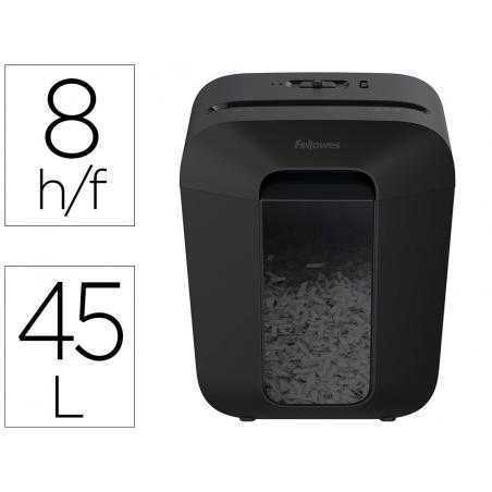 Destructora de documentos fellowes lx-45 capacidad de corte 8 hojas p4 destruye grapas clips y tarjetas