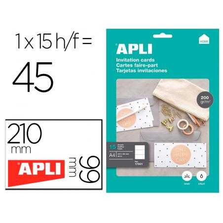 Tarjeta de visita apli invitacion hogar 210x99 mm 200 gr blanca bolsa de 15 hojas din a4 - Imagen 1