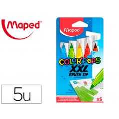 Rotulador maped color peps jumbo punta pincel caja de 5 colores surtidos - Imagen 1