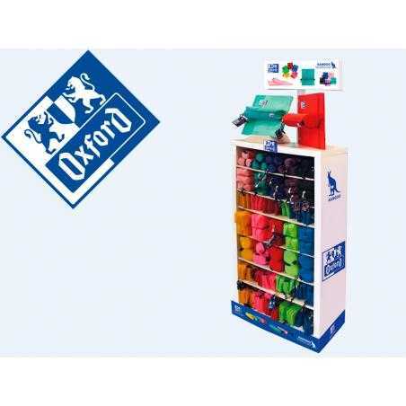 Bolso escolar oxford portatodo expositor de 105 unidades surtidas 1200x120x565 mm