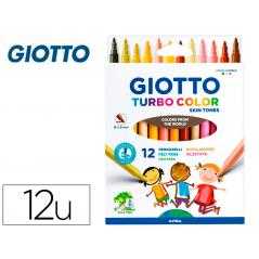 Rotulador giotto turbo color skin tones caja de 12 colores surtidos lavables punta bloqueada