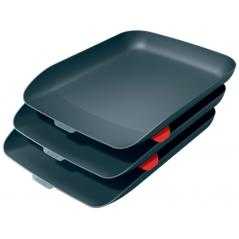 Bandeja sobremesa plastico leitz cosy set de 3 unidades gris 274x120x456 mm