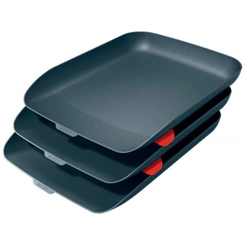 Bandeja sobremesa plastico leitz cosy set de 3 unidades gris 274x120x456 mm