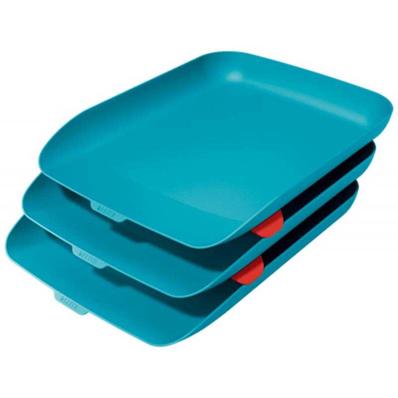 Bandeja sobremesa plastico leitz cosy set de 3 unidades azul 274x120x456 mm