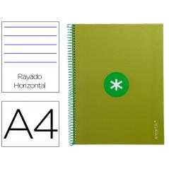 Cuaderno espiral a4 micro antartik tapa forrada80h 90 gr horizontal 1 banda 4 taladros color verde