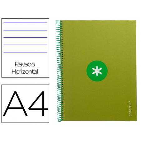 Cuaderno espiral a4 micro antartik tapa forrada80h 90 gr horizontal 1 banda 4 taladros color verde