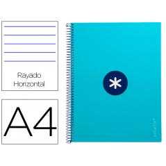 Cuaderno espiral a4 micro antartik tapa forrada80h 90 gr horizontal 1 banda 4 taladros color turquesa