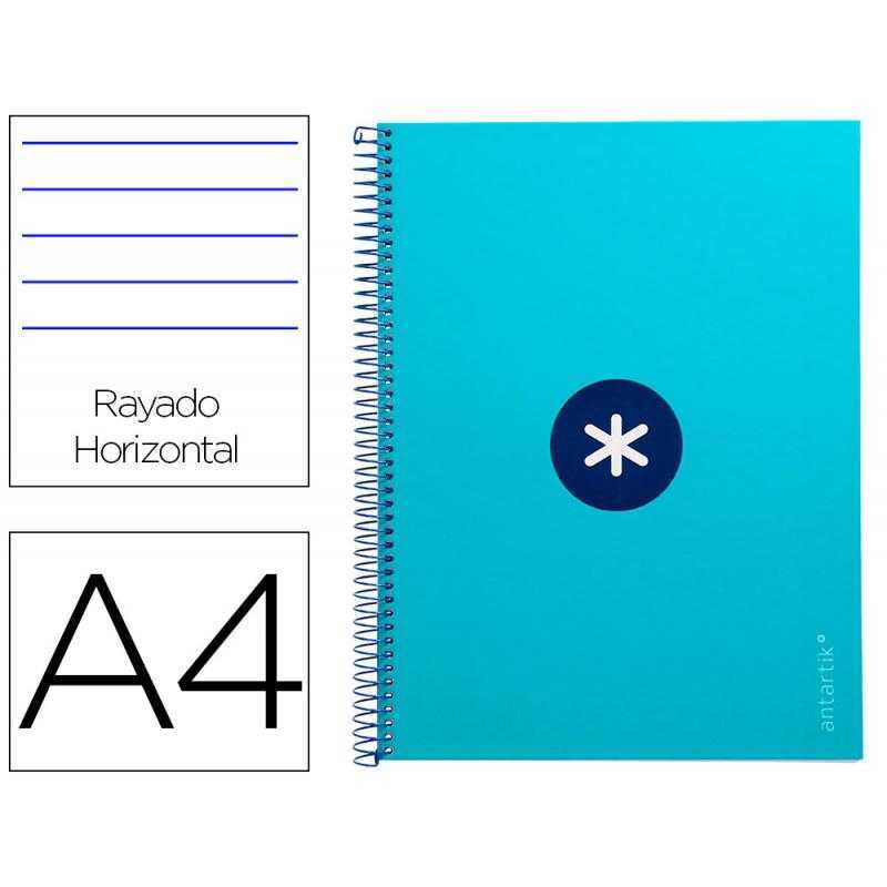 Cuaderno espiral a4 micro antartik tapa forrada80h 90 gr horizontal 1 banda 4 taladros color turquesa