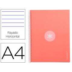Cuaderno espiral a4 micro antartik tapa forrada80h 90 gr horizontal 1 banda 4 taladros color rosa claro