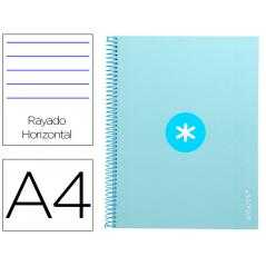Cuaderno espiral a4 micro antartik tapa forrada80h 90 gr horizontal 1 banda 4 taladros color celeste