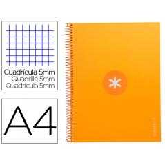 Cuaderno espiral a4 micro antartik tapa forrada 80h 90 gr cuadro 5mm 1 banda 4 taladros mostaza