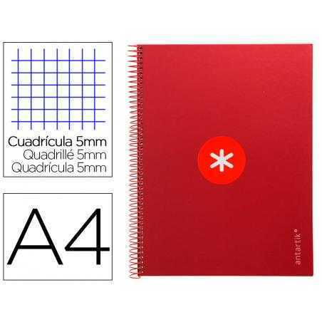 Cuaderno espiral a4 micro antartik tapa forrada 80h 90 gr cuadro 5mm 1 banda 4 taladros frambuesa