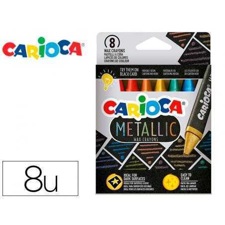Lápices de cera carioca metallic triangular caja de 8 colores surtidos