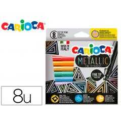 Rotulador carioca metallic punta fina caja de 8 colores surtidos - Imagen 1