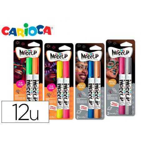 Barra de maquillaje carioca mask up neon / metallic expositor 12 blister de 2 barras colores surtidos