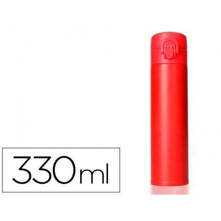 Termo liderpapel acero inoxidable con doble cobertura y sistema de apertura facil con boton 330 ml