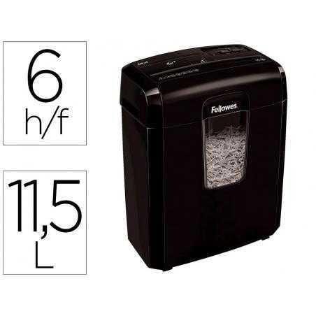 Destructora de documentos fellowes lx-25m capacidad 6h seguridad p4 destruye grapas clips y tarjeta papelera 11,5