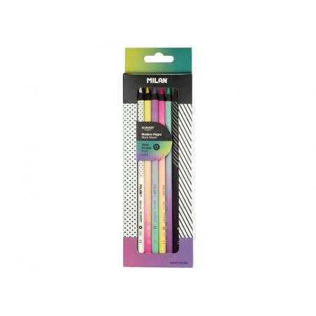 Lápices de colores milan sunset mina gruesa 3,5 mm caja de 6 unidades colores surtidos