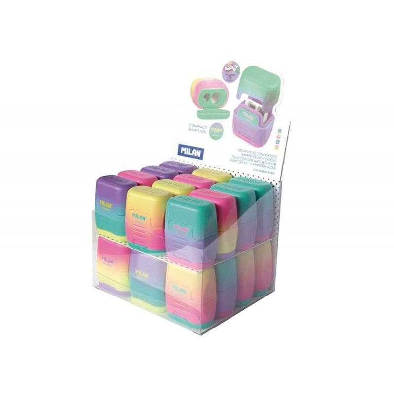 Sacapuntas milan compact sunset plastico 2 usos colores surtidos