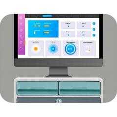 Fichero cajones de sobremesa cep moov up reciclado 80% con cerradura 3 cajones color azul/gris 275x369x146 mm