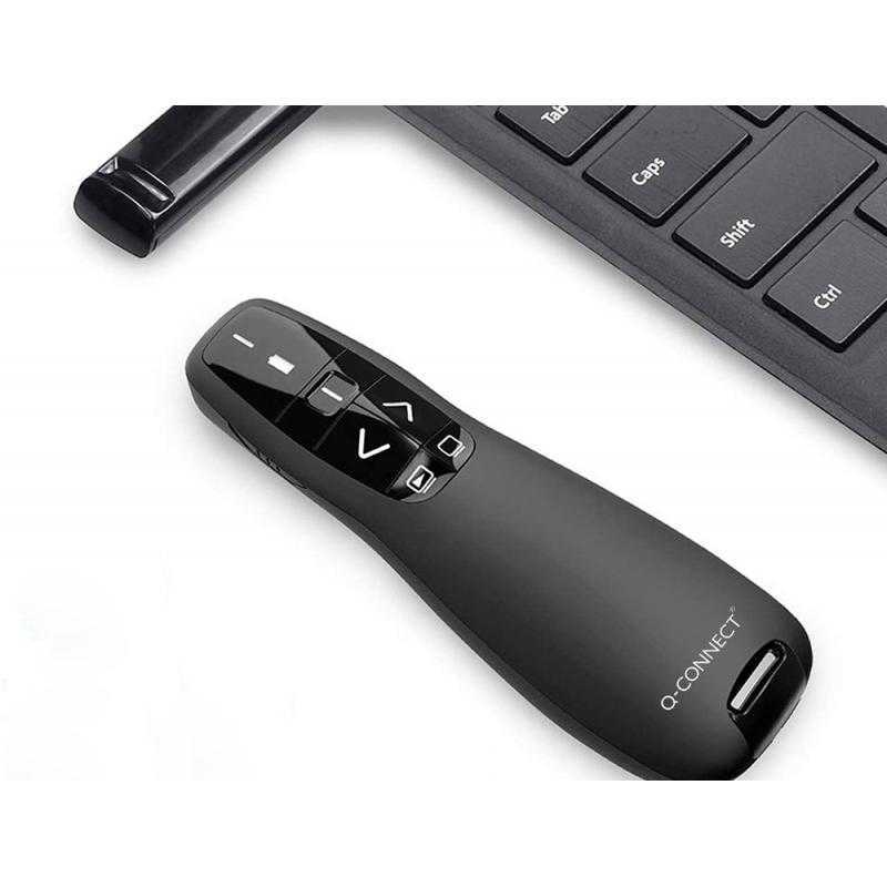 Puntero láser q-connect para presentaciones 5 botones alcance 20 mt micro usb