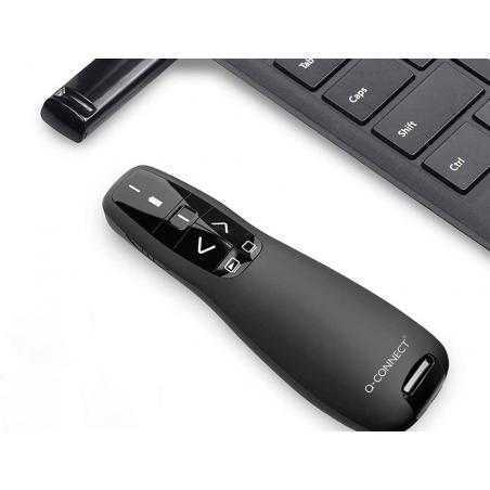 Puntero láser q-connect para presentaciones 5 botones alcance 20 mt micro usb
