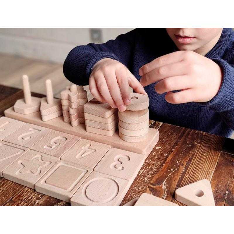 Juego didactico andreutoys formas geometricas sensoriales madera