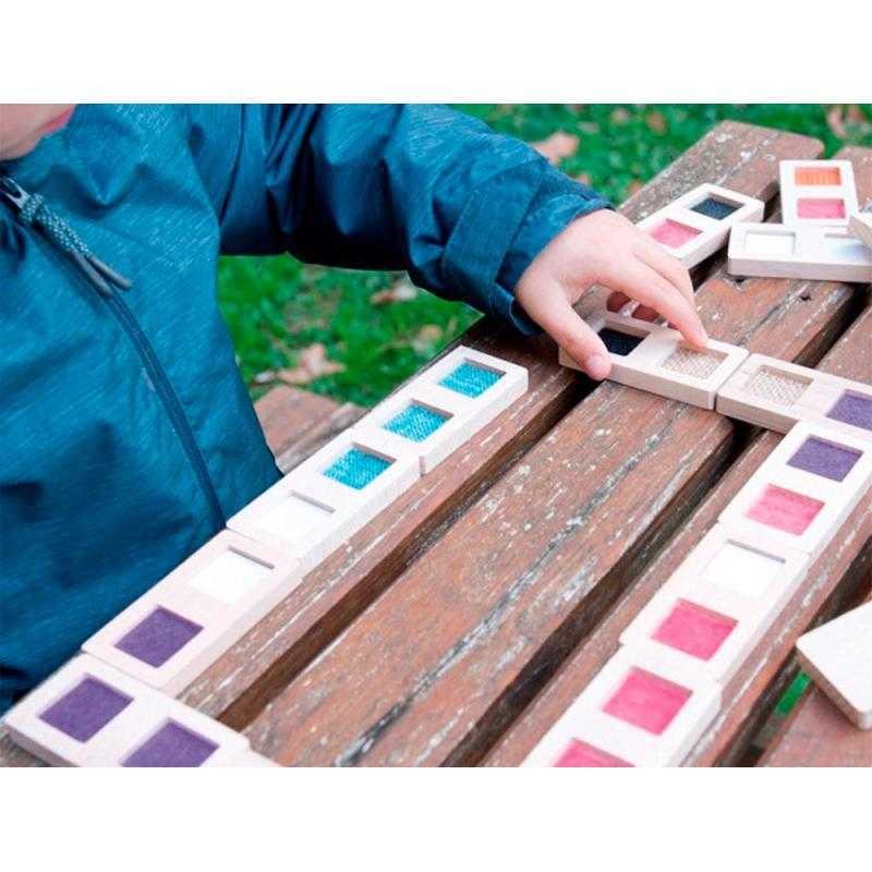 Juego didactico andreutoys domino sensorial texturas madera 28 piezas