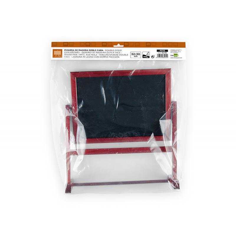 Pizarra marron liderpapel para hostelería doble cara volteable con superficie para rotuladores 32x30 cm