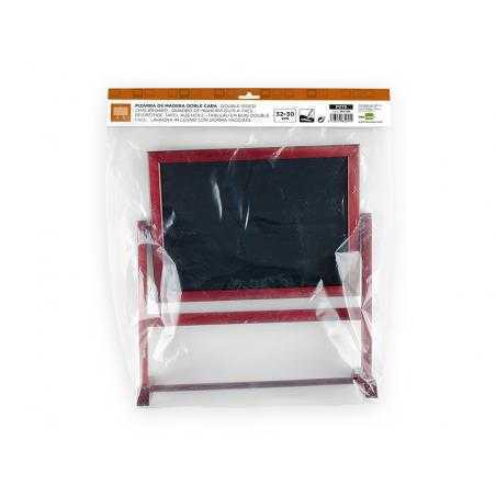 Pizarra marron liderpapel para hostelería doble cara volteable con superficie para rotuladores 32x30 cm