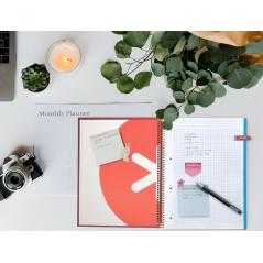 Cuaderno espiral a4 micro antartik tapa forrada 120h 100 gr cuadro 5mm 5 bandas 4 taladros color frambuesa
