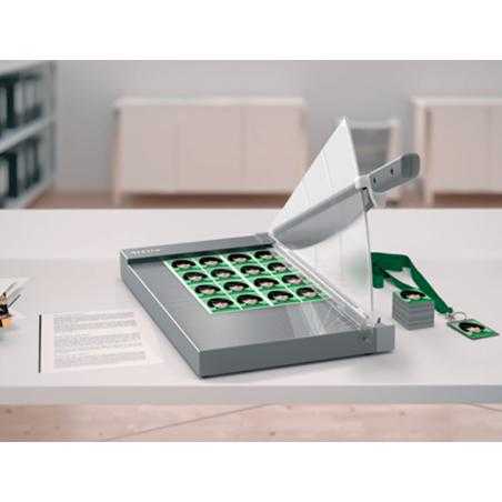 Guillotina de palanca leitz precision office pro a4+ base cristal longitud corte 381 mm capacidad de corte 25 hojas