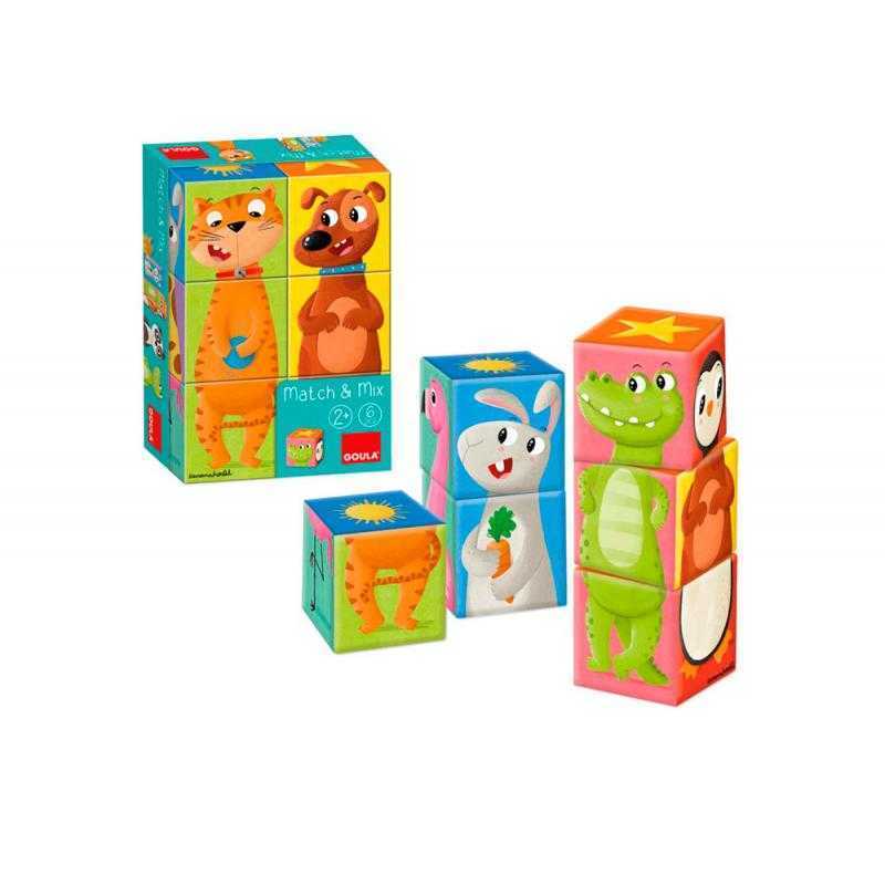 Puzle goula cubos de carton apilables match&mix 6 piezas