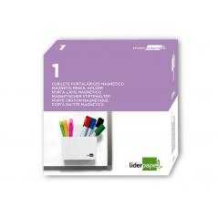 Cubilete portalápices liderpapel plástico magnetico color blanco 125x75x40 mm