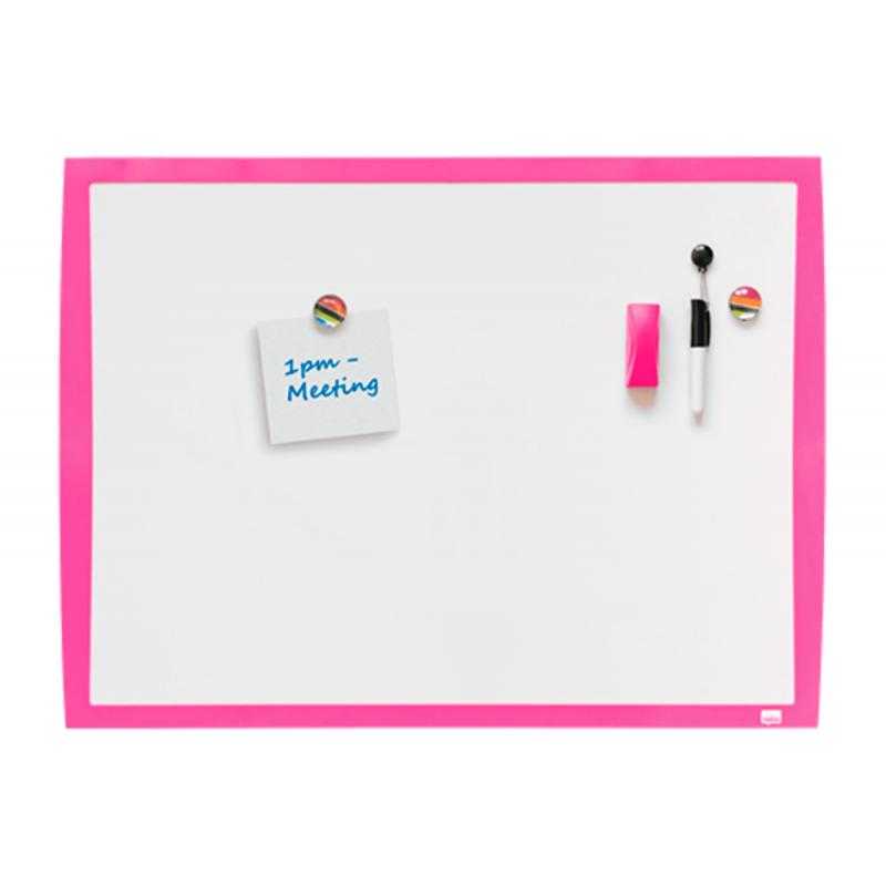Pizarra blanca nobo magnética marco fucsia 430x585 mm