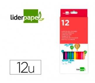 Lápices de colores liderpapel caja de 12 unidades colores surtidos