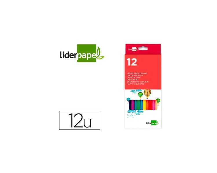 Lápices de colores liderpapel caja de 12 unidades colores surtidos