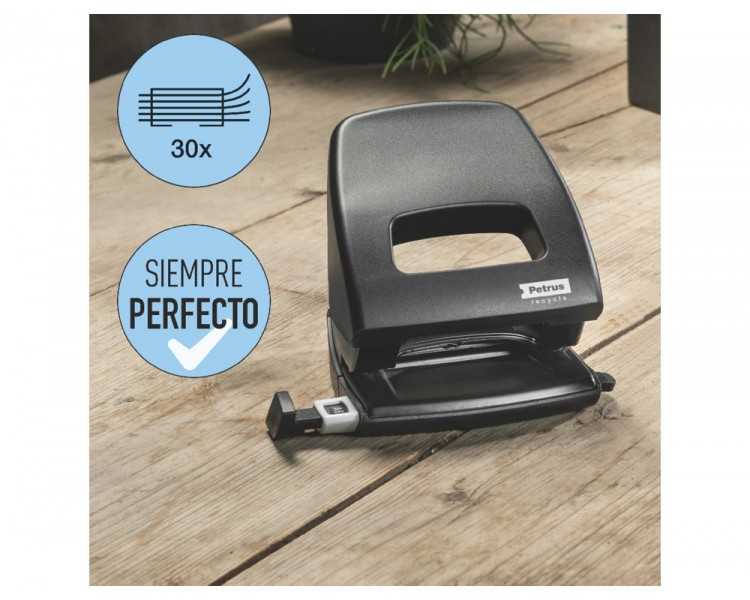 Taladrador petrus 85 recycle negro capacidad 25 hojas
