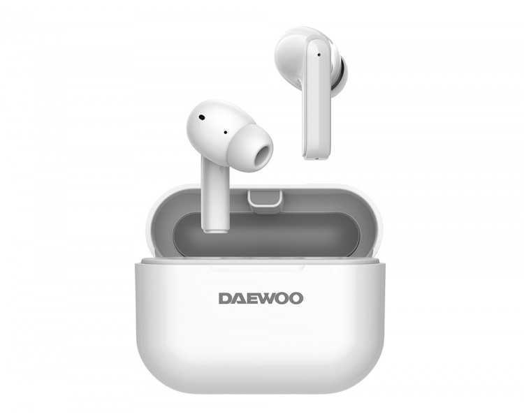 Auricular daewoo tws in-ear bluetooth 5.3 con estuche de carga usb tipo-c autonomia 6 horas color blanco