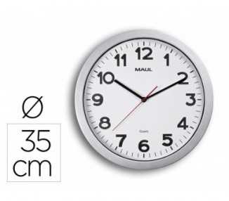 Reloj maul step de pared redondo 35 cm diametro electrico color plata