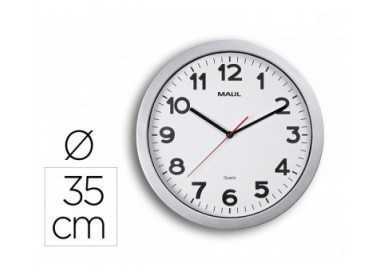 Reloj maul step de pared redondo 35 cm diametro electrico color plata