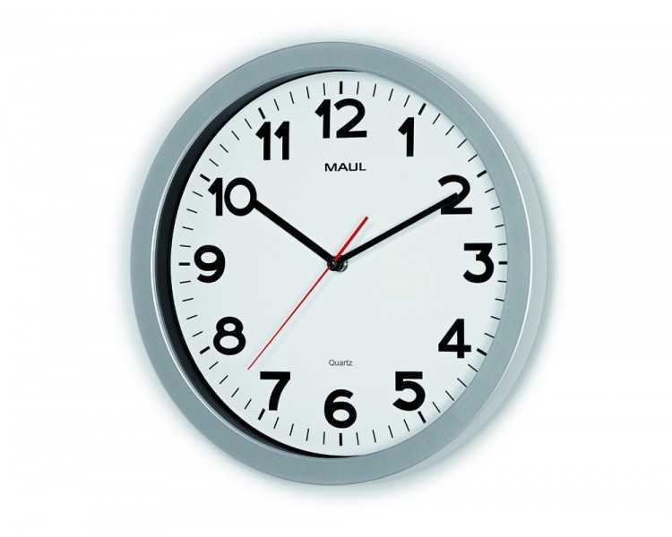 Reloj maul step de pared redondo 35 cm diametro electrico color plata