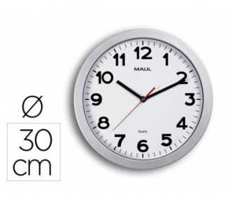 Reloj maul step de pared redondo 30 cm diametro electrico color plata