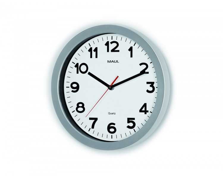 Reloj maul step de pared redondo 30 cm diametro electrico color plata