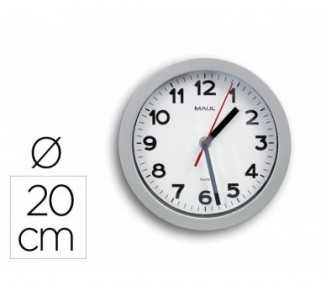 Reloj maul step de pared redondo 20 cm diametro electrico color plata