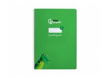 Cuaderno espiral liderpapel din a4 pautaguia tapa dura 80h 90 gr cuadro pautado 3mm color verde