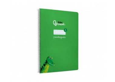 Cuaderno espiral liderpapel din a4 pautaguia tapa dura 80h 90 gr cuadro pautado 3mm color verde