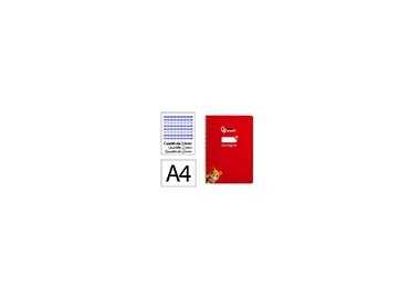 Cuaderno espiral liderpapel din a4 pautaguia tapa dura 80h 90 gr cuadro pautado 2,5mm color rojo